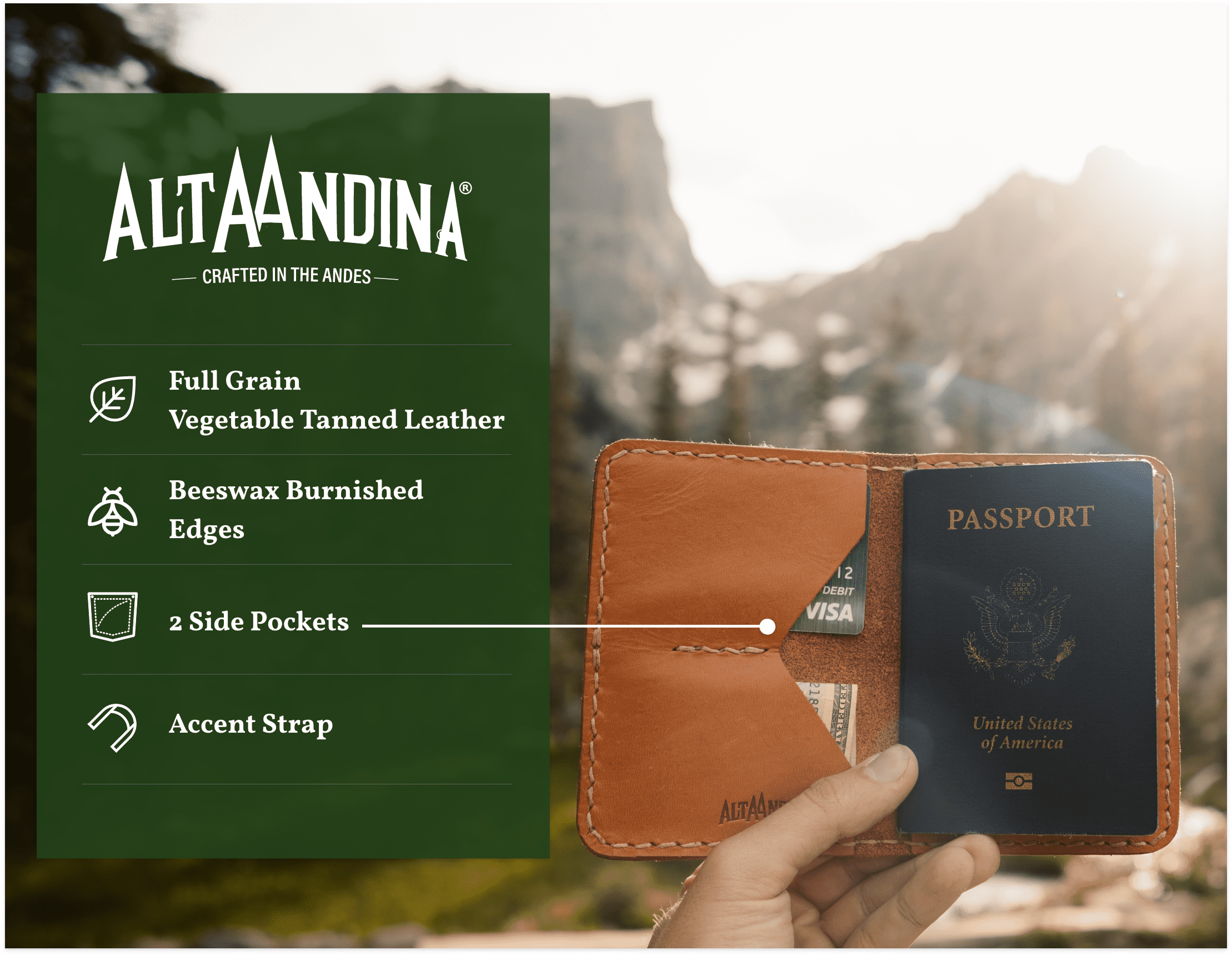 Distressed Brown Leather Passport Holder