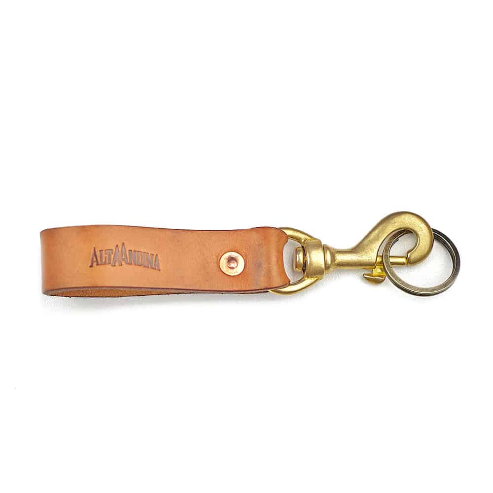 Leather Keychain w/ Solid Bronze Valet Clip & Brass Keyring (Miel ...