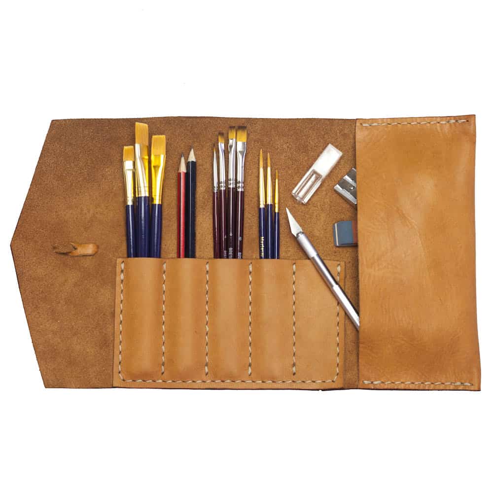 Leather Pen & Pencil Roll  Multifunctional Roll-Up Case (Miel) - Alta  Andina